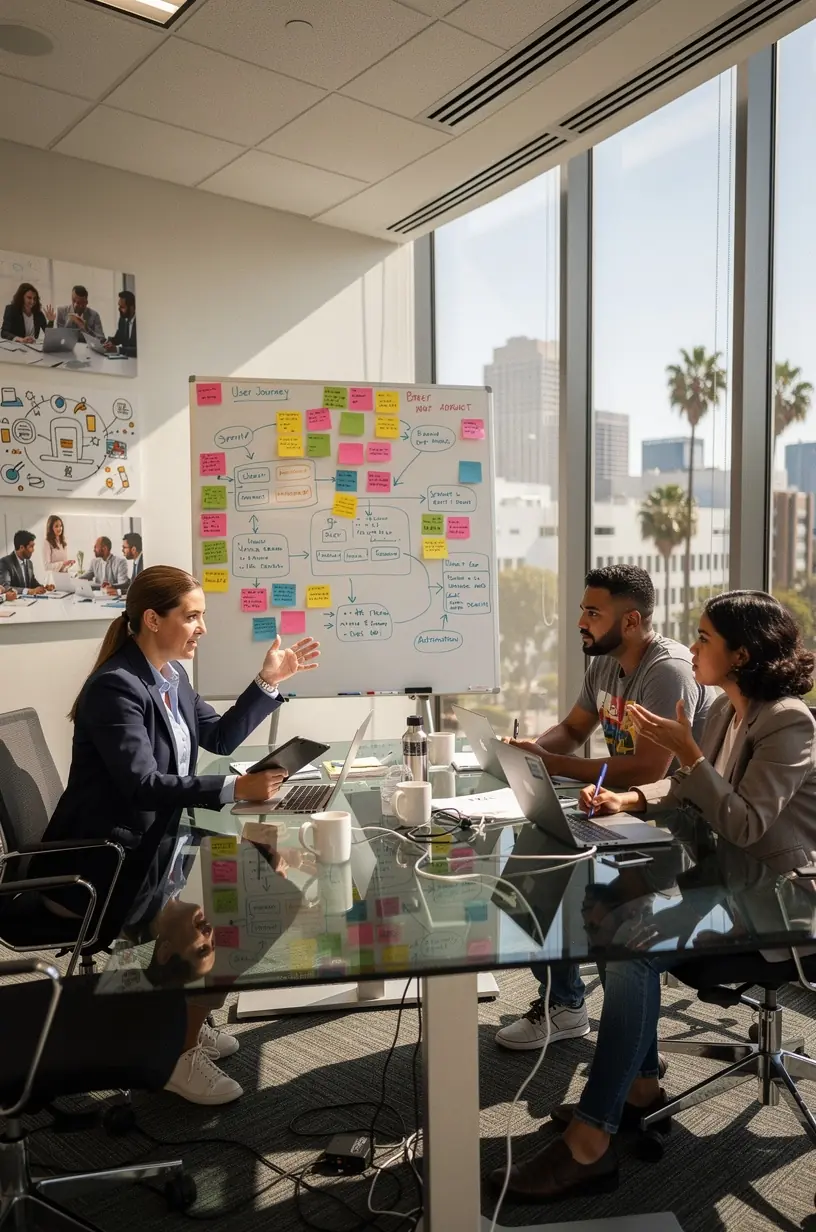 Team collaborating on improving digital workflows and processes.